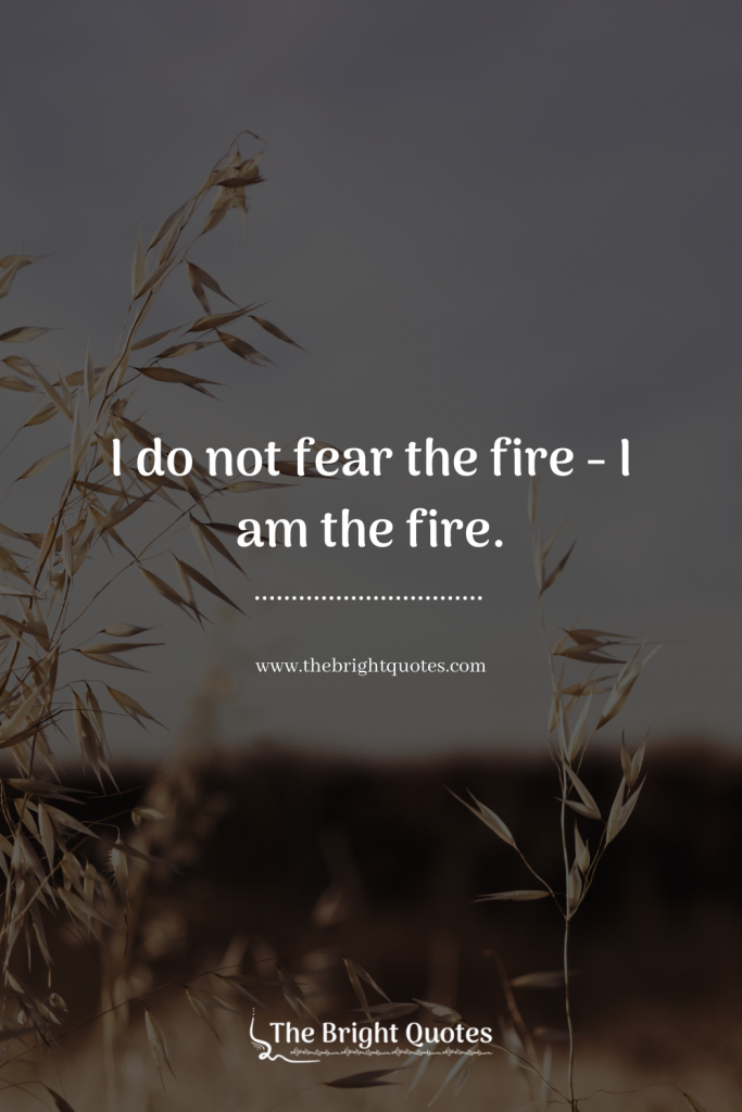 I do not fear the fire… I am the fire.
